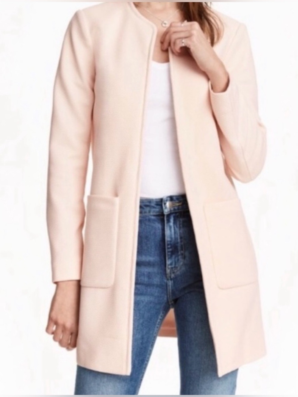 H&M Pale Pink Long Open Front Cardigan Blazer